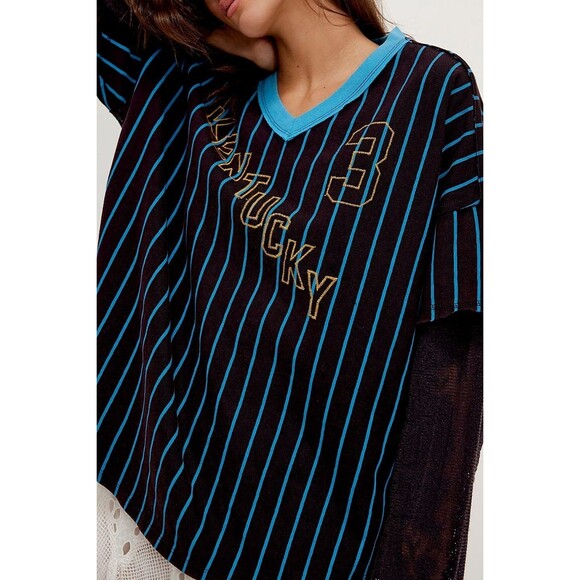 Free People We The Free Trevor Tee Tunic Top Striped Graphic Printed L 281144 - Picture 3 of 8